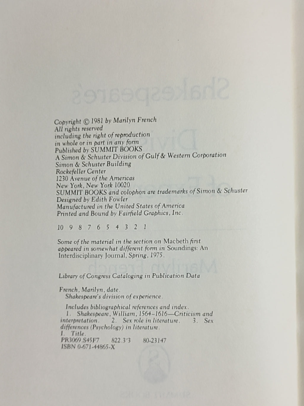 莎士比亚作品系列 - Shakespeare's Division of Experience