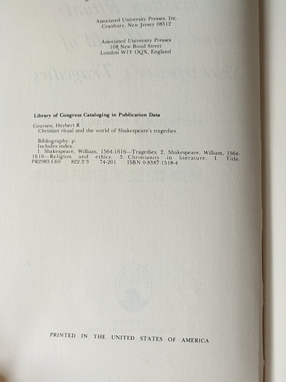 莎士比亚作品系列 - Christian Ritual and the World of Shakespeare's Tragedies
