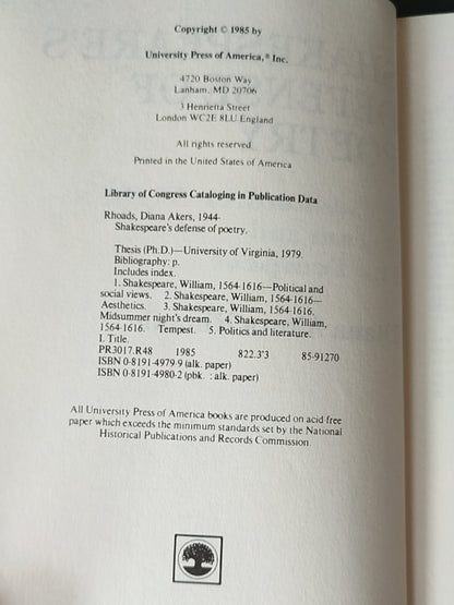 莎士比亚作品系列 - Shakespeare's Defense of Poetry: A Midsummer Night's Dream and The Tempest - ¥99.00