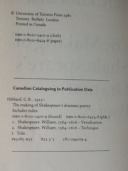 莎士比亚作品系列 - The Making of Shakespeare's Dramatic Poetry