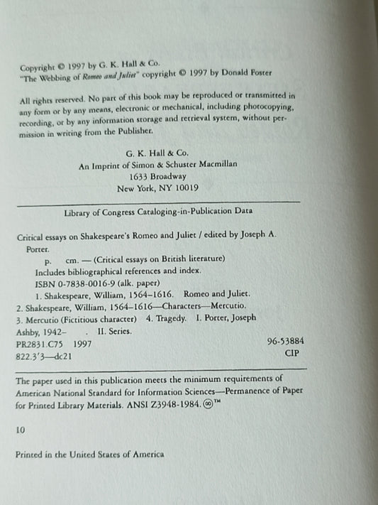 莎士比亚作品系列 - Critical Essays on Romeo and Juliet